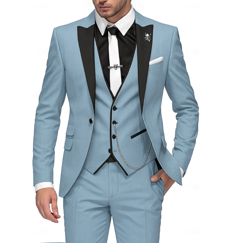Dreiteiliger Herrenanzug aus Leinen – Blazer, Weste und Hose für Eleganz