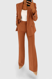 Yvonne | Damen Maßgeschneiderter Blazer Hosen Set – Braun