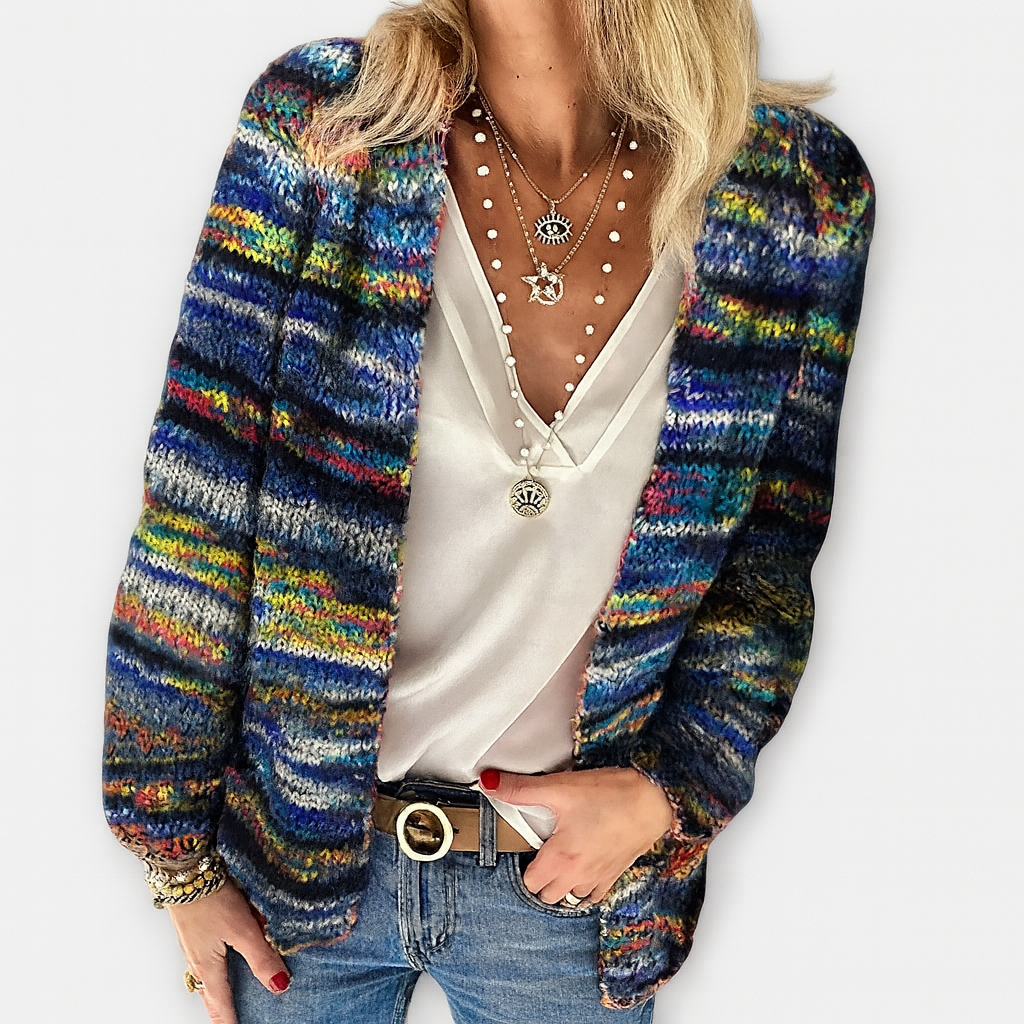 Bunter Strick-Cardigan – Ausdrucksstarke Farbakzente