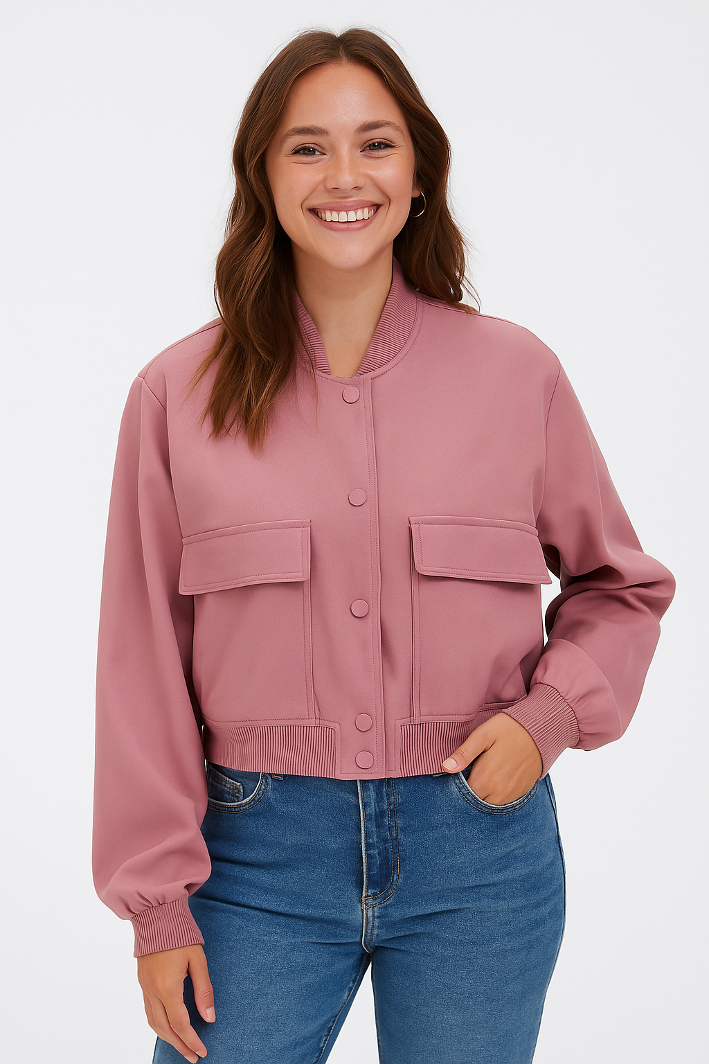 Barbara Blousonjacke mit Taschen Knopfverschluss