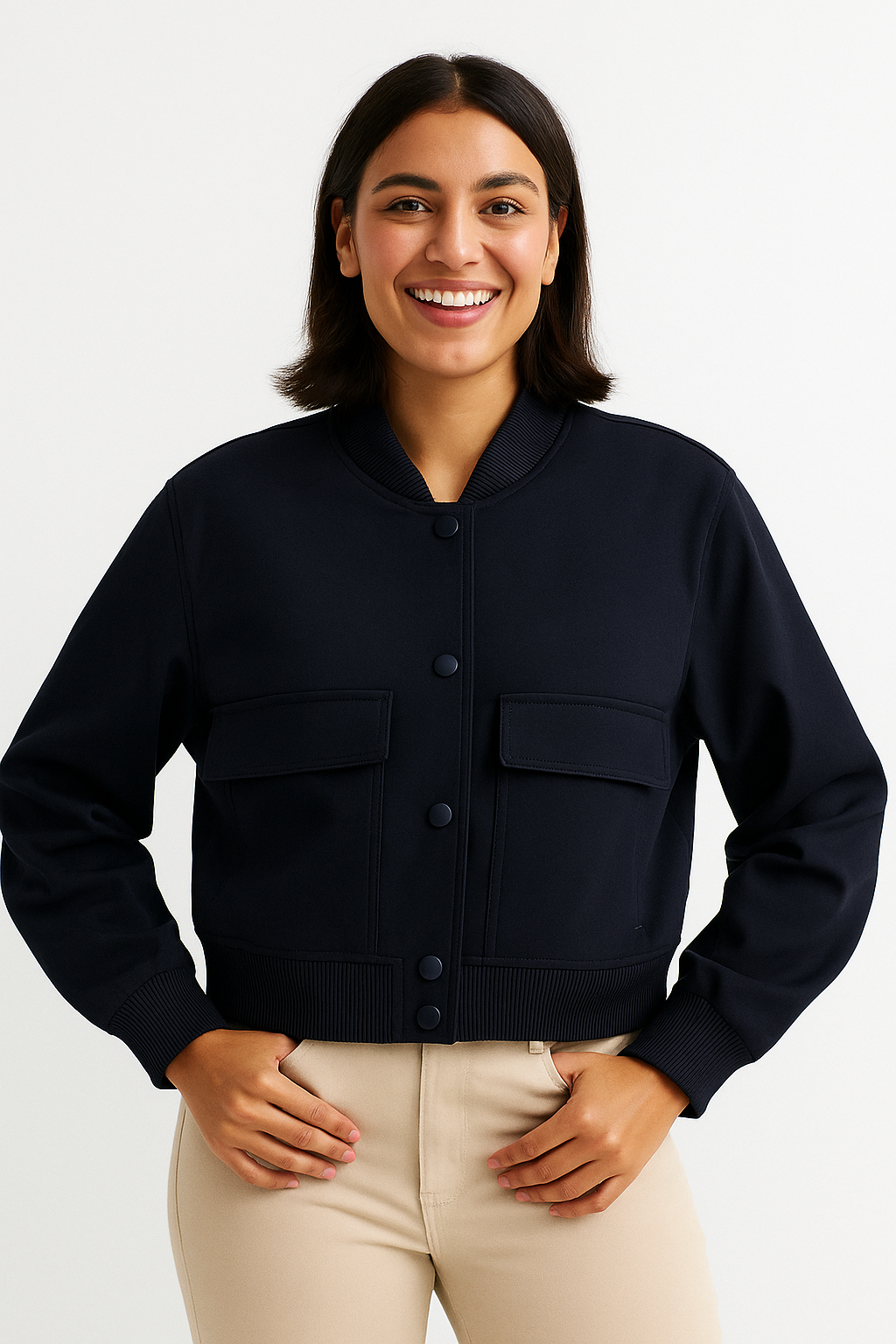 Barbara Blousonjacke mit Taschen Knopfverschluss