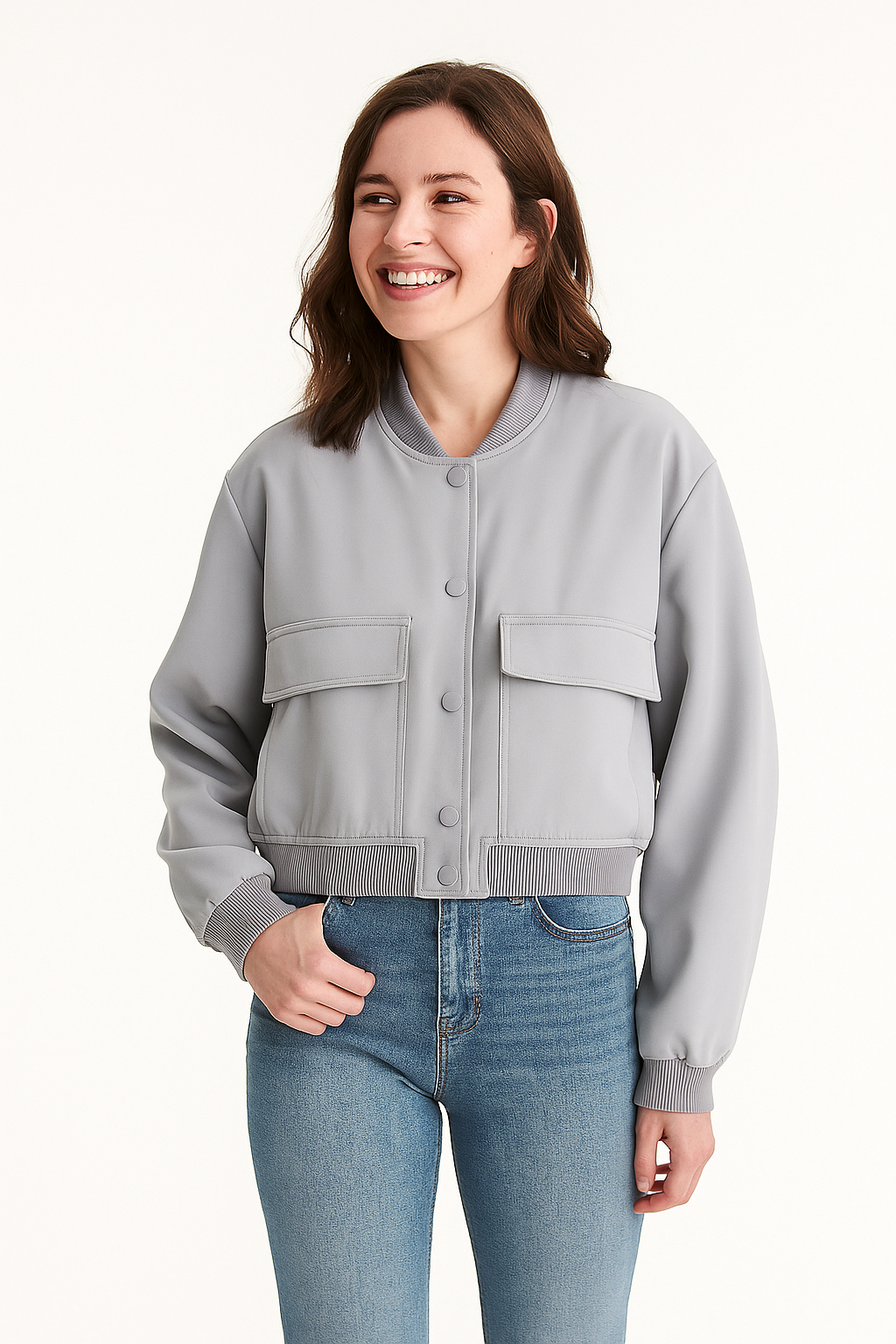 Barbara Blousonjacke mit Taschen Knopfverschluss