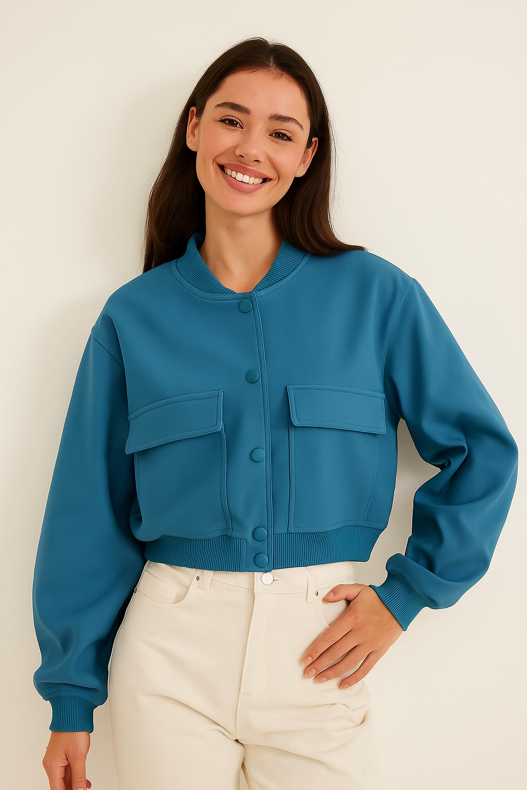 Barbara Blousonjacke mit Taschen Knopfverschluss