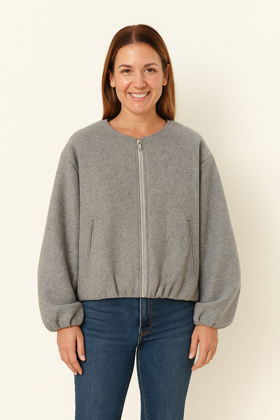 Bianca Kurzjacke Ballonärmel Reißverschluss