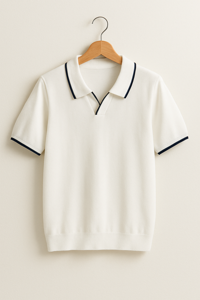 Aaron Strickpoloshirt Kurzarm Kontrastkante