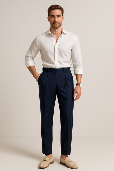 Bastiaen Faltenhose mit hohem Bund