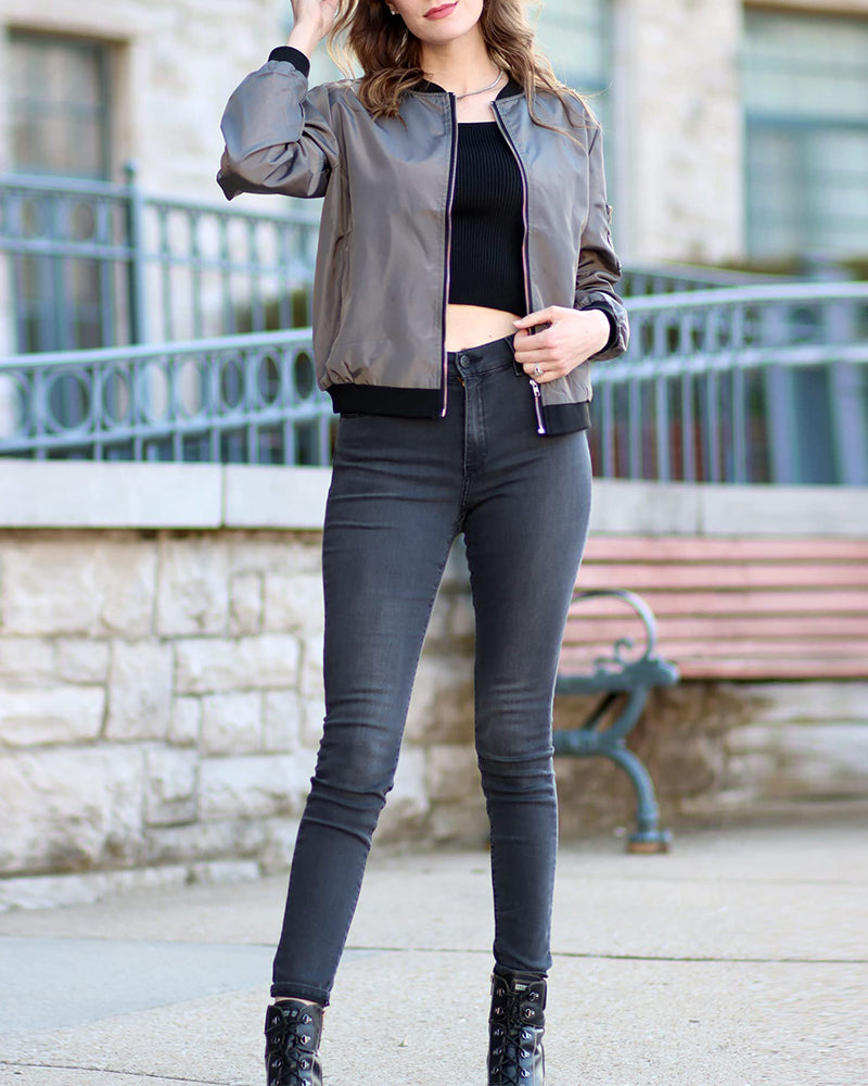 Damen-Bomber-Übergangsjacke | Lässig