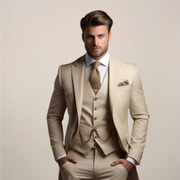 Clemens | Dreiteiliger Herrenanzug Slim Fit Frühling – Beige