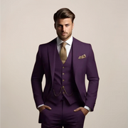 Clemens | Dreiteiliger Herrenanzug Slim Fit Frühling – Dunkelviolett