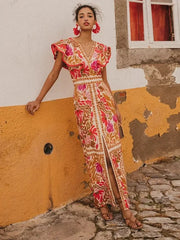 Clio Vintage-Kleid Elegant – Orange