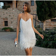 Cocktailkleid mit Pailletten | Elegantes Kleid für Hochzeiten – Weiß