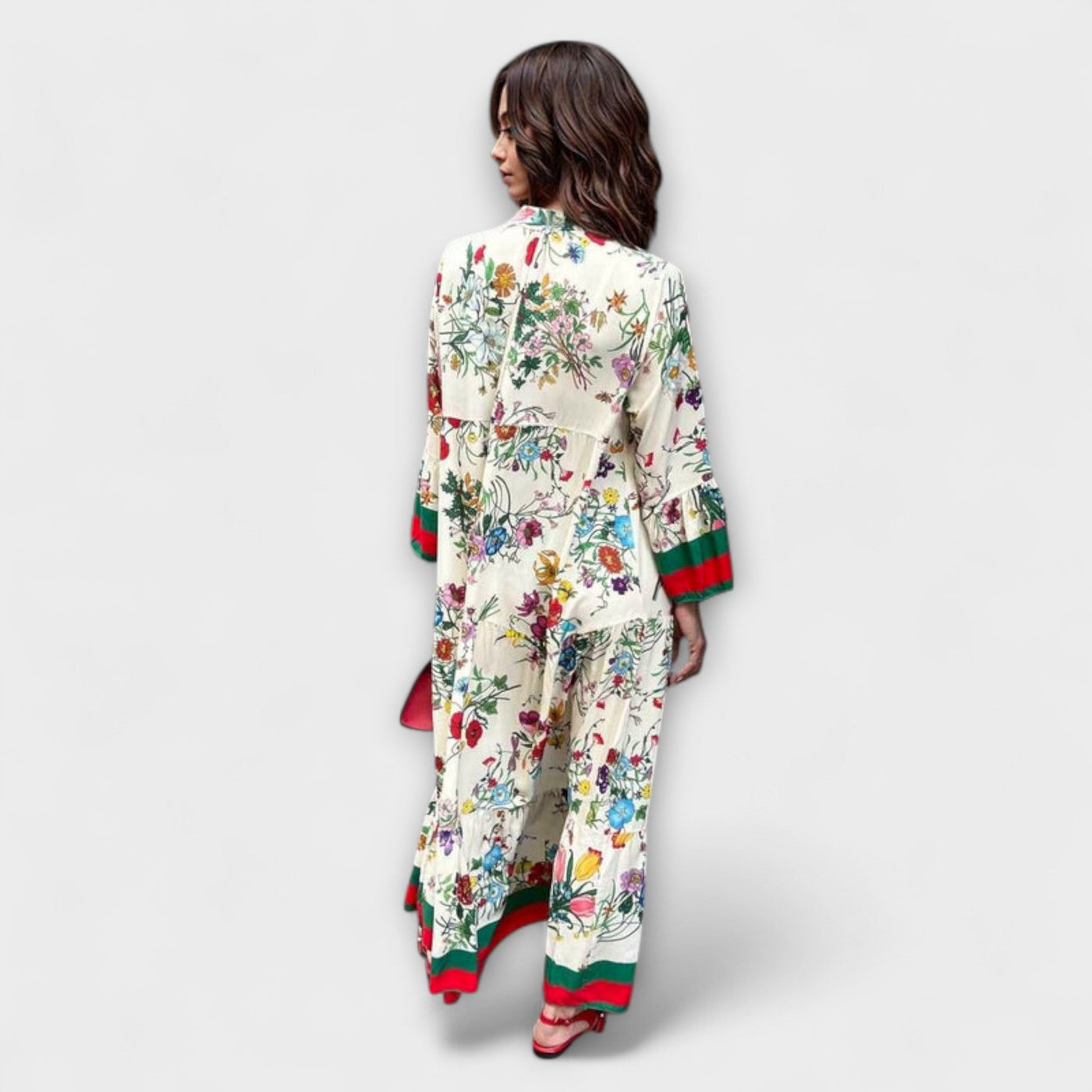 Oriana - Maxikleid mit floralen Druck und Glockenärmeln für Resort Wear