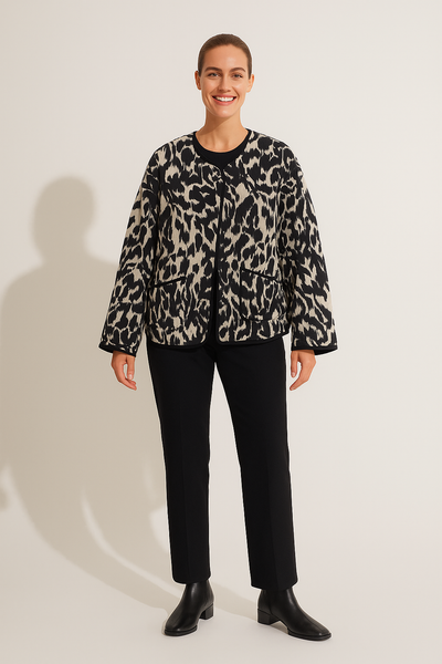 Connie Steppjacke Rundhals Animalprint