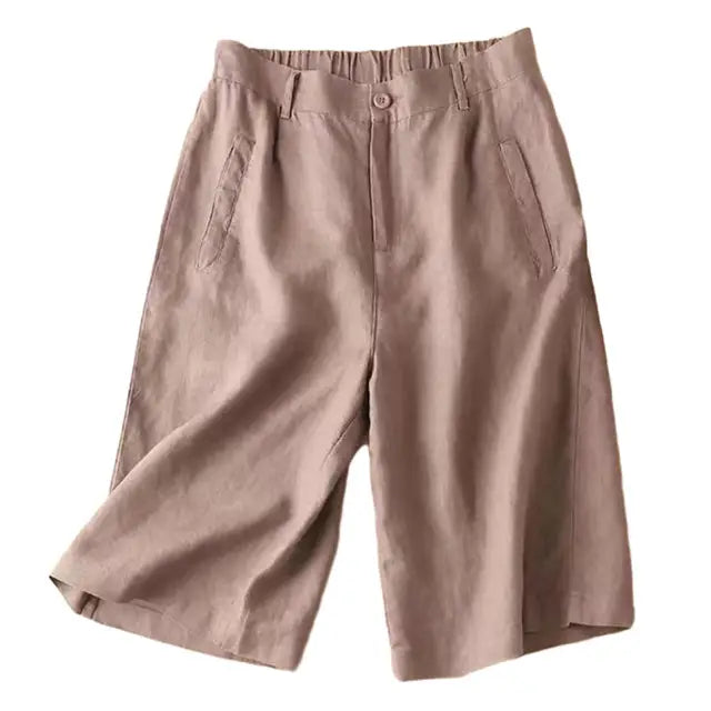Damen Sommer-Shorts aus Leinen-Baumwolle in Knielänge – Elvira