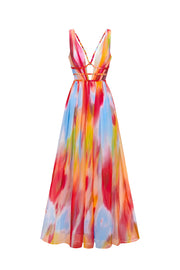 Freya | Gemaltes Maxi-Kleid – blumenmuster
