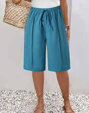 Abriella - Soft-Touch Sommer-Shorts – Blau