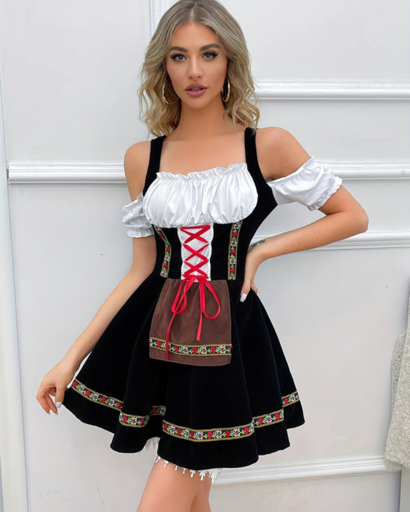 Damen Schulterfreies Klassisches Dirndlkleid | Mini