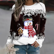 Festliches Weihnachts-Langarmshirt für Damen – Dunkelbraun