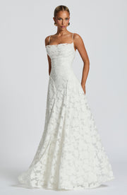 Damen Maxikleid mit Blumenmuster: Feminin und Elegant für Festliche Anlässe – Weiß