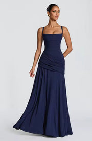 Damen Maxikleid mit Herzausschnitt: Eleganz für besondere Anlässe – Dunkelblau