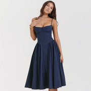 Damen Midikleid mit Herzausschnitt: Elegante Passform für Hochzeiten – Blau