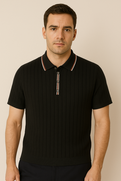 David Strick Poloshirt mit Kontrastkragen