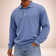 DIVENZIO – LÄSSIGES HERREN-POLOHEMD MIT LANGEN ÄRMELN – Blau