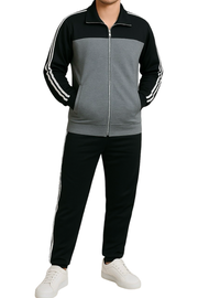 Abarico | Bequemer Herren-Zweiteiler mit Zip-Jacke und Hose – Grau