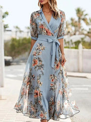 Hannah™ - Sommer-Midi-Kleid mit Blumen – Blau