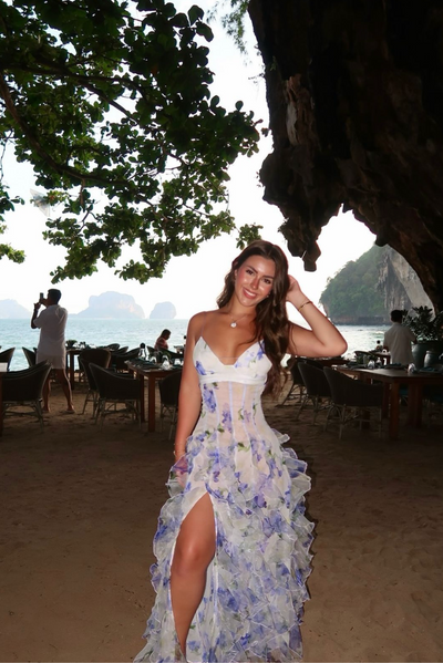 Lyra | Langes Blumenkleid mit Trägern