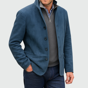 Aberley - Weiche Jacke mit Knopfleiste – Blau