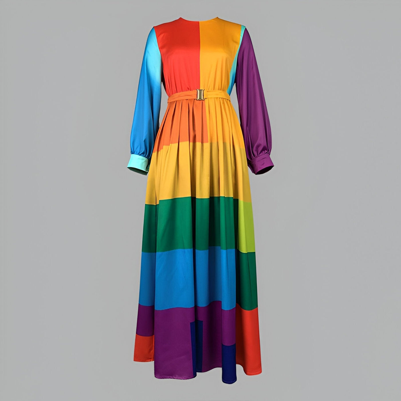 Ambra | Mode O-Ausschnitt Langarm Plissee Kleid für Frauen