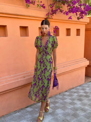 Lieke™ - Bunte Sommerdruckkleid – Grün