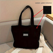 Elegante Damen-Cordhandtasche aus vielseitigem veganem Leder – Schwarz
