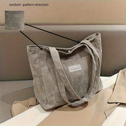 Elegante Damen-Cordhandtasche aus vielseitigem veganem Leder – Hellgrau