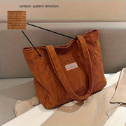 Elegante Damen-Cordhandtasche aus vielseitigem veganem Leder – Braun
