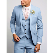 Eleganter Dreiteiliger Anzug Herren Mit Weste Für Formelle Anlässe - Stilvolle Herrenanzüge Für Hochzeiten Und Meetings – Helles Blau