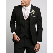 Eleganter Dreiteiliger Anzug Herren Mit Weste Für Formelle Anlässe - Stilvolle Herrenanzüge Für Hochzeiten Und Meetings – Schwarz