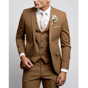 Eleganter Dreiteiliger Anzug Herren Mit Weste Für Formelle Anlässe - Stilvolle Herrenanzüge Für Hochzeiten Und Meetings – Braun