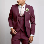 Eleganter Dreiteiliger Anzug Herren Mit Weste Für Formelle Anlässe - Stilvolle Herrenanzüge Für Hochzeiten Und Meetings – Bordeaux