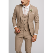 Eleganter Dreiteiliger Anzug Herren Mit Weste Für Formelle Anlässe - Stilvolle Herrenanzüge Für Hochzeiten Und Meetings – Khaki