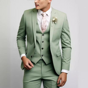Eleganter Dreiteiliger Anzug Herren Mit Weste Für Formelle Anlässe - Stilvolle Herrenanzüge Für Hochzeiten Und Meetings – Mint