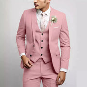 Eleganter Dreiteiliger Anzug Herren Mit Weste Für Formelle Anlässe - Stilvolle Herrenanzüge Für Hochzeiten Und Meetings – Helles Rosa