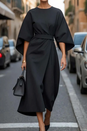 Elegantes Kleid mit Laternenärmeln für Frauen - Zeitlose Eleganz für jeden Anlass – Schwarz