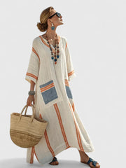 Elegantes Maxikleid für Frauen – Sommerkleid im Boho-Stil – Beige Orange