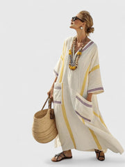 Elegantes Maxikleid für Frauen – Sommerkleid im Boho-Stil – Beige Gelb
