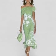 Elegantes Midikleid für Frauen - Stilvolles Sommerkleid mit einzigartigem Druck – Grün