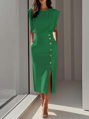 Elegantes Midikleid für Frauen – Zeitloser Stil für jeden Anlass – Grün
