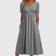 Elegantes Midikleid für Frauen mit Bauchkontrolle – Perfekt für jeden Anlass – Grau