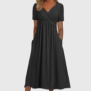 Elegantes Midikleid für Frauen mit Bauchkontrolle – Perfekt für jeden Anlass – Schwarz